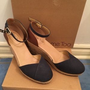 Me too Blakely navy wedge espadrille